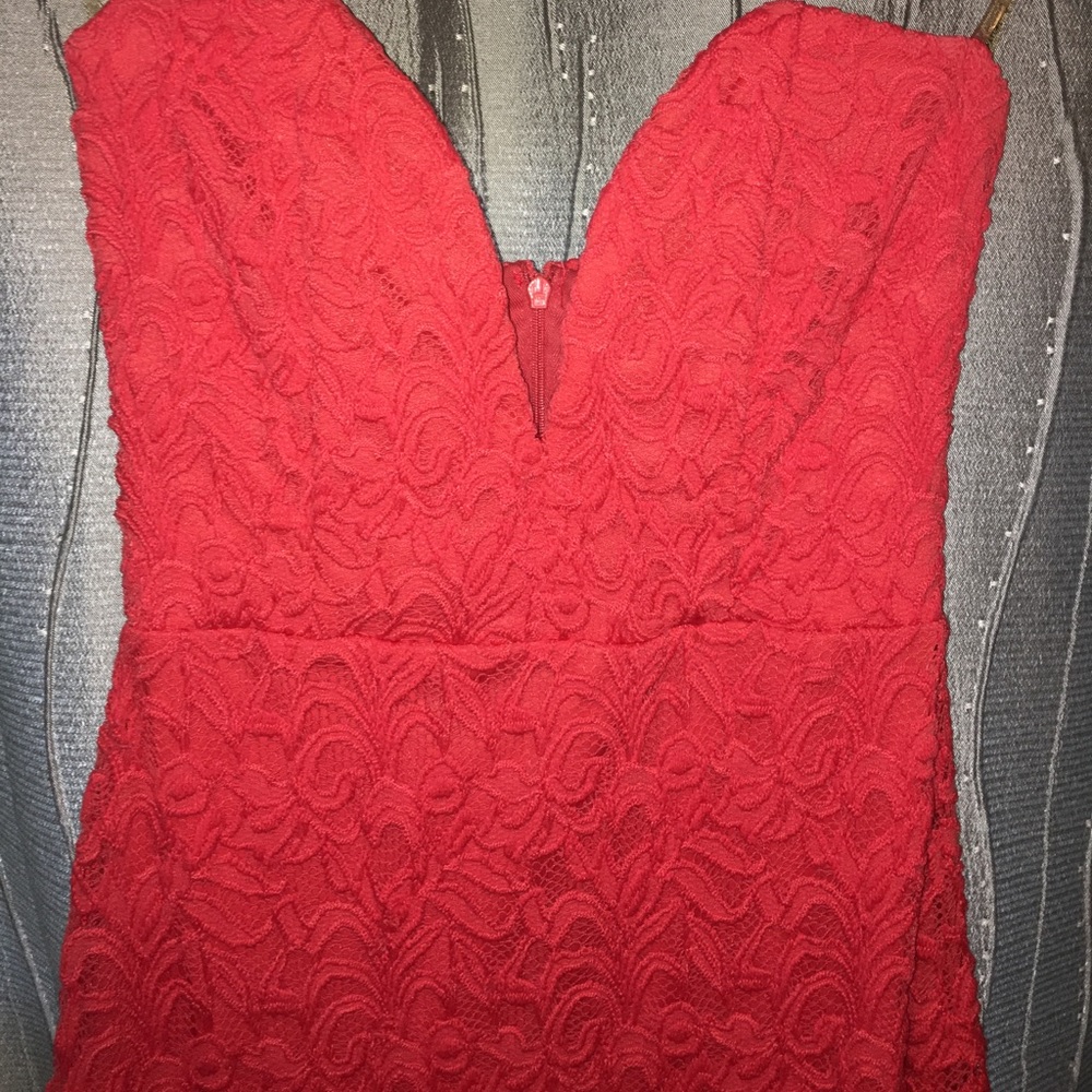 Love Culture coral nosleeve low plunge dress Small